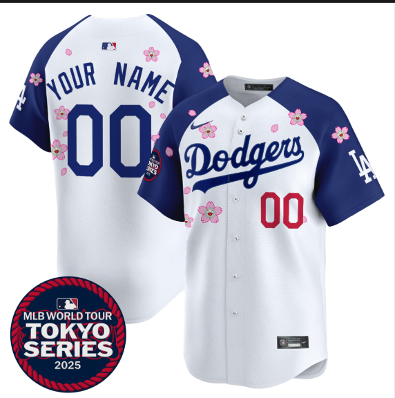 Men Custom Los Angeles Dodgers Tokyo Series 2025 white Limited Stitched Jersey style 2->customized mlb jersey->Custom Jersey